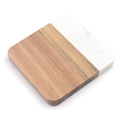 Personalized Name Graduation Class Ceremony Gift Marble Wood Coaster (Square) View4