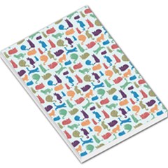 Blue Colorful Cats Silhouettes Pattern Large Memo Pads
