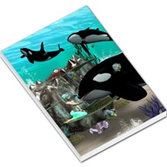 Cute Mermaid Playing With Orca Large Memo Pads