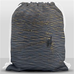 Lonely Duck Swimming At Lake At Sunset Time Drawstring Bag (large)