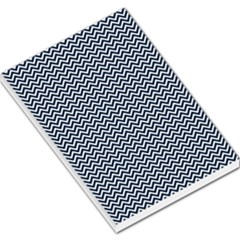 Blue And White Chevron Wavy Zigzag Stripes Large Memo Pads