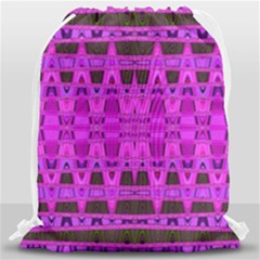 Bright Pink Black Geometric Pattern Drawstring Bag (large)