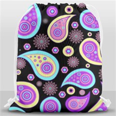 Paisley Pattern Background Colorful Drawstring Bag (large)