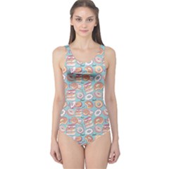 Mint Donut Pattern Women s One Piece Swimsuit 