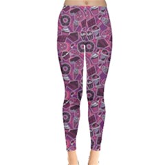 Purple Pattern With Sweet Food Cakes Chocolate Icecream Women s Leggings