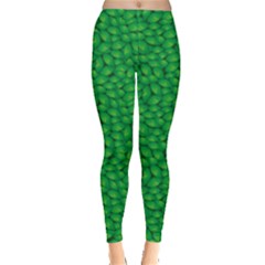 Green Green Basil Leaves In A Pattern Women s Leggings