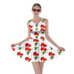 Red Pattern Poppies Flowers Skater Dress