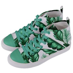 Banana Leaves And Fruit Isolated With Four Pattern Women s Mid-top Canvas Sneakers