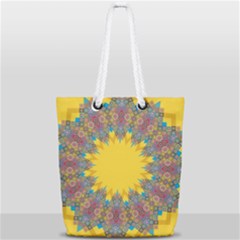 Star Quilt Pattern Squares Full Print Rope Handle Tote (small)