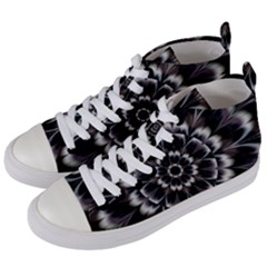 Abstract Digital Art Artwork Black White Women s Mid-top Canvas Sneakers