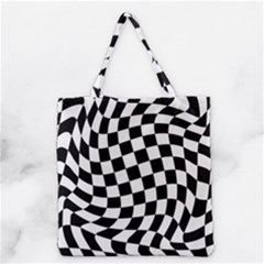 Weaving Racing Flag, Black And White Chess Pattern Grocery Tote Bag