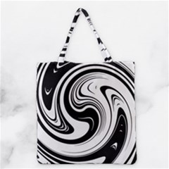 Black And White Swirl Spiral Swoosh Pattern Grocery Tote Bag