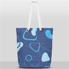 Abstract Blue Pattern Design Full Print Rope Handle Tote (small)