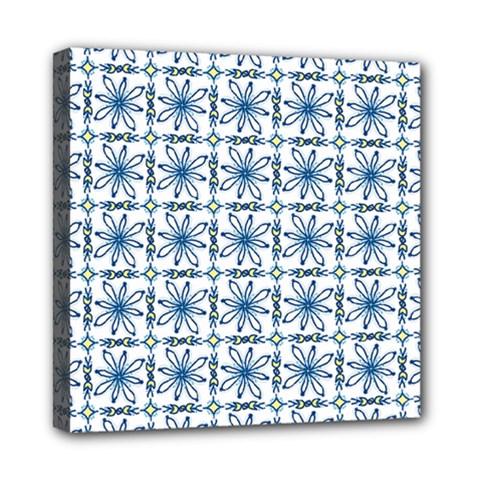 Azulejo Style Blue Tiles Mini Canvas 8  X 8  (stretched)