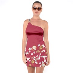 Poker One Shoulder Ring Trim Bodycon Dress