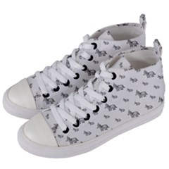 Grey Unicorn Sketchy Style Motif Drawing Pattern Women s Mid-top Canvas Sneakers