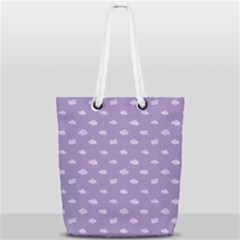 Pink Clouds On Purple Background Full Print Rope Handle Tote (small)