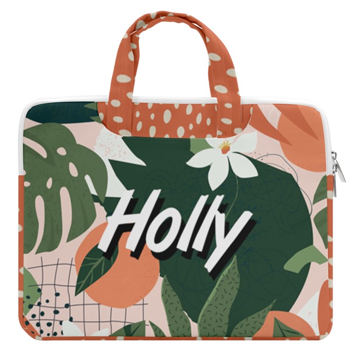 tropical polka plants MacBook Pro 16  Double Pocket Laptop Bag 