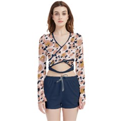 Terrazzo Flooring Art 2 Velvet Wrap Crop Top And Shorts Set