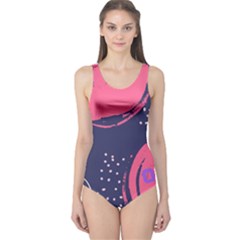 Abstract Background Shapes Banner One Piece Swimsuit