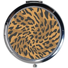 Leopard Print Jaguar Dots Brown Mini Round Mirror