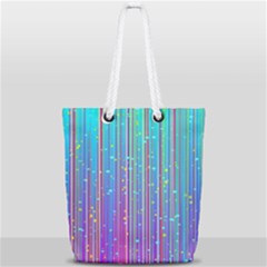 Blue Magenta Speckles Line Full Print Rope Handle Tote (small)