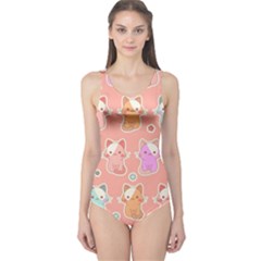 Cute-kawaii-kittens-seamless-pattern One Piece Swimsuit