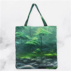 River Forest Woods Nature Rocks Japan Fantasy Grocery Tote Bag