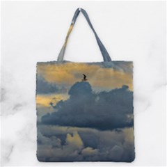 Bird Flying Over Stormy Sky Grocery Tote Bag