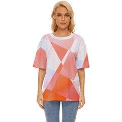 Abstract T- Shirt Peach Geometric Chess Colorful Pattern T- Shirt Oversized Basic Tee