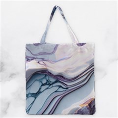Marble Abstract White Pink Dark Art Grocery Tote Bag