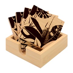 Ai Generated Tropical Leaves Foliage Wallpaper Bamboo Coaster Set