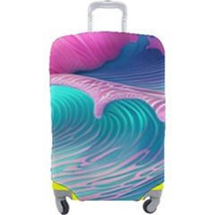 Pink Waves On The Beach Luggage Cover (large)