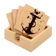 Anchor Watercolor Painting Tattoo Art Anchors And Birds Bamboo Coaster Set
