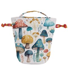 Mushroom Forest Fantasy Flower Nature Drawstring Bucket Bag