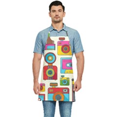 Retro-cameras-audio-cassettes-hand-drawn-pop-art-style-seamless-pattern Kitchen Apron