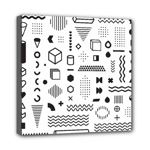 Pattern Hipster Abstract Form Geometric Line Variety Shapes Polkadots Fashion Style Seamless Mini Canvas 8  X 8  (stretched)