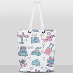 Transportation Seamless Pattern Full Print Rope Handle Tote (small)