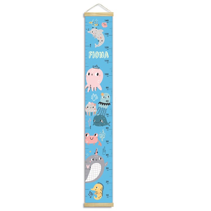 Personalized Undersea Animals and Fishes Name Growth Chart Height Ruler For Wall