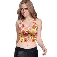 Floral Pattern Shawl Racer Back Crop Top