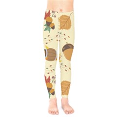 Leaves Foliage Acorns Barrel Kids  Leggings