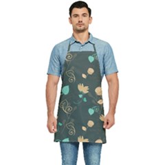 Flower Leaves Pattern Seamless Kitchen Apron
