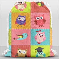 Owls Pattern Abstract Art Desenho Vector Cartoon Drawstring Bag (large)