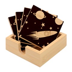 Planet Rocket Space Stars Bamboo Coaster Set