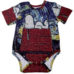 Cartoon Dog House Van Gogh Baby Short Sleeve Bodysuit