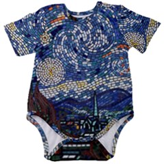Mosaic Art Vincent Van Gogh Starry Night Baby Short Sleeve Bodysuit