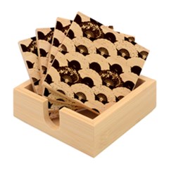Japanese Fans Bright Pattern Bamboo Coaster Set