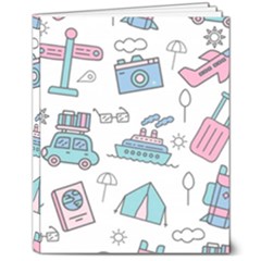 Transportation Seamless Pattern 8  X 10  Hardcover Notebook