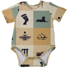 Egyptian Flat Style Icons Baby Short Sleeve Bodysuit