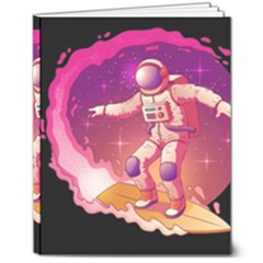 Astronaut Spacesuit Standing Surfboard Surfing Milky Way Stars 8  X 10  Hardcover Notebook
